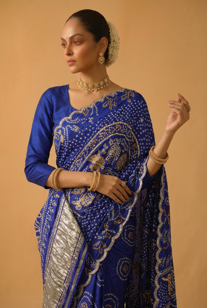 Bandhej Gajji Silk Saree