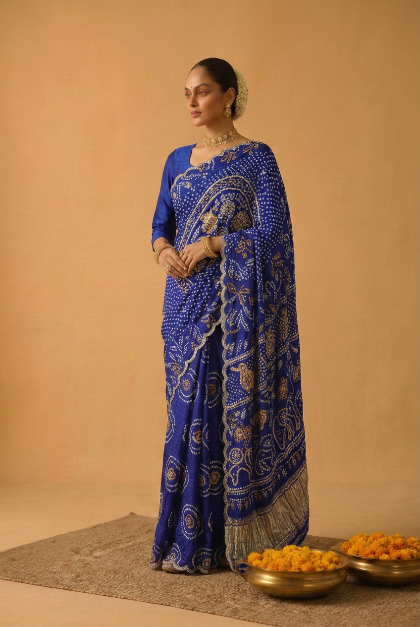 Bandhej Gajji Silk Saree