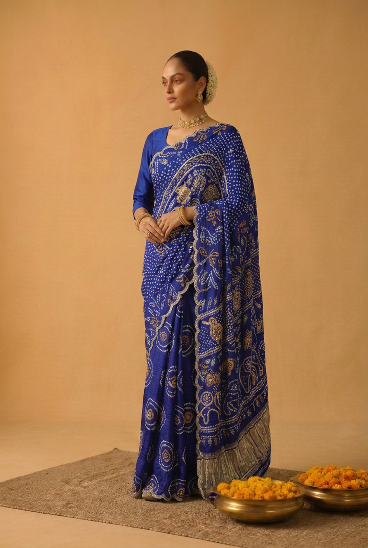 Bandhej Gajji Silk Saree