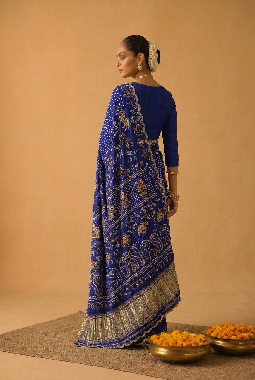 Bandhej Gajji Silk Saree