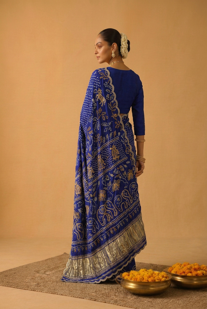 Bandhej Gajji Silk Saree