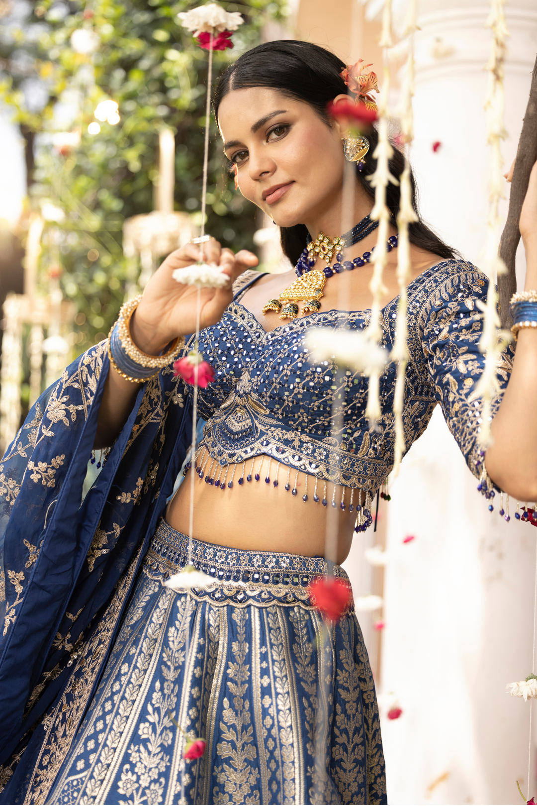 Handloom Banarasi silk Lehenga with Aari, Cutdana, Sequins, Stone, Thread, Zardozi, Zari work
