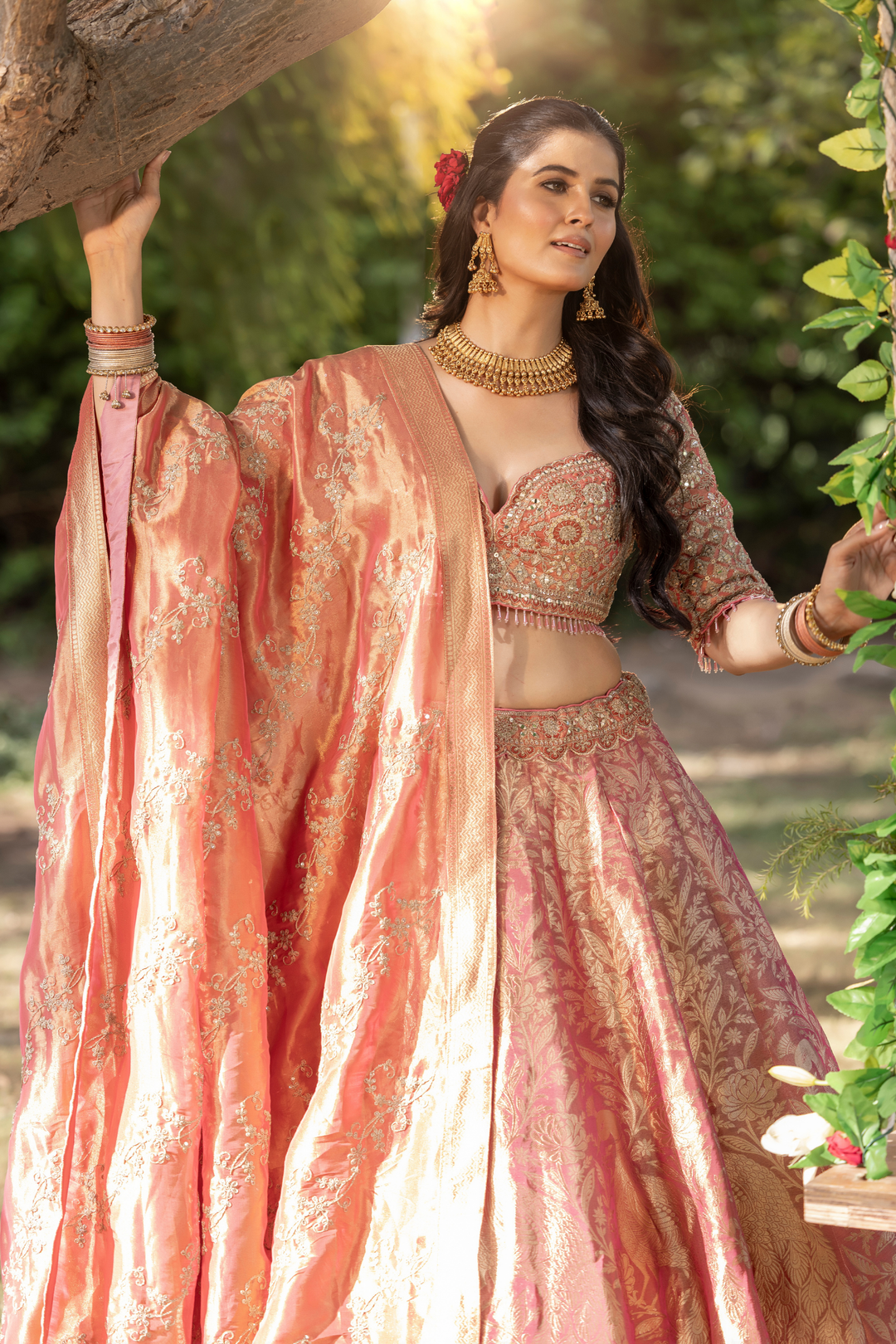 Handloom silk Lehenga with Cutdana, Sequins, Stone, Thread, Zardozi, Zari work