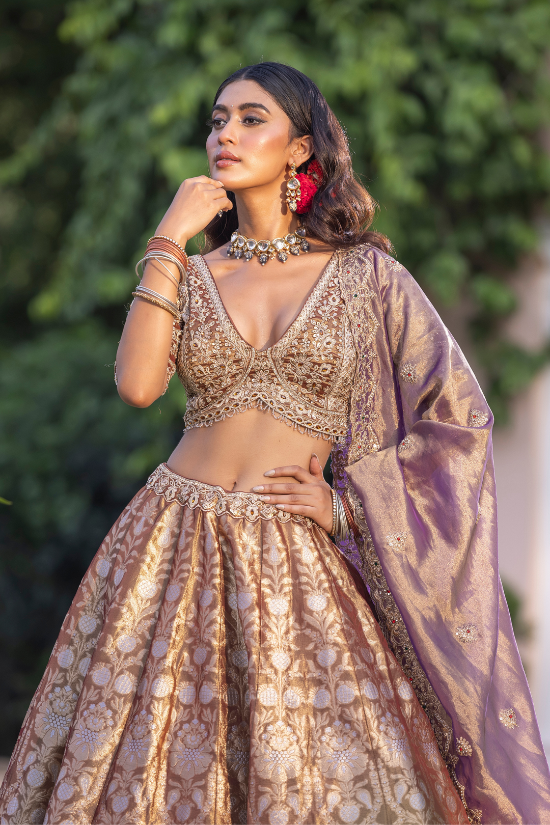 Banarasi silk Lehenga with Cutdana, Sequins, Thread, Zardozi, Zari work