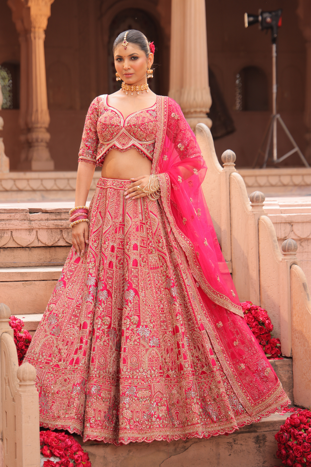 Silk Lehenga with Cutdana, Sequins, Stone, Thread, Zardozi, Zari work