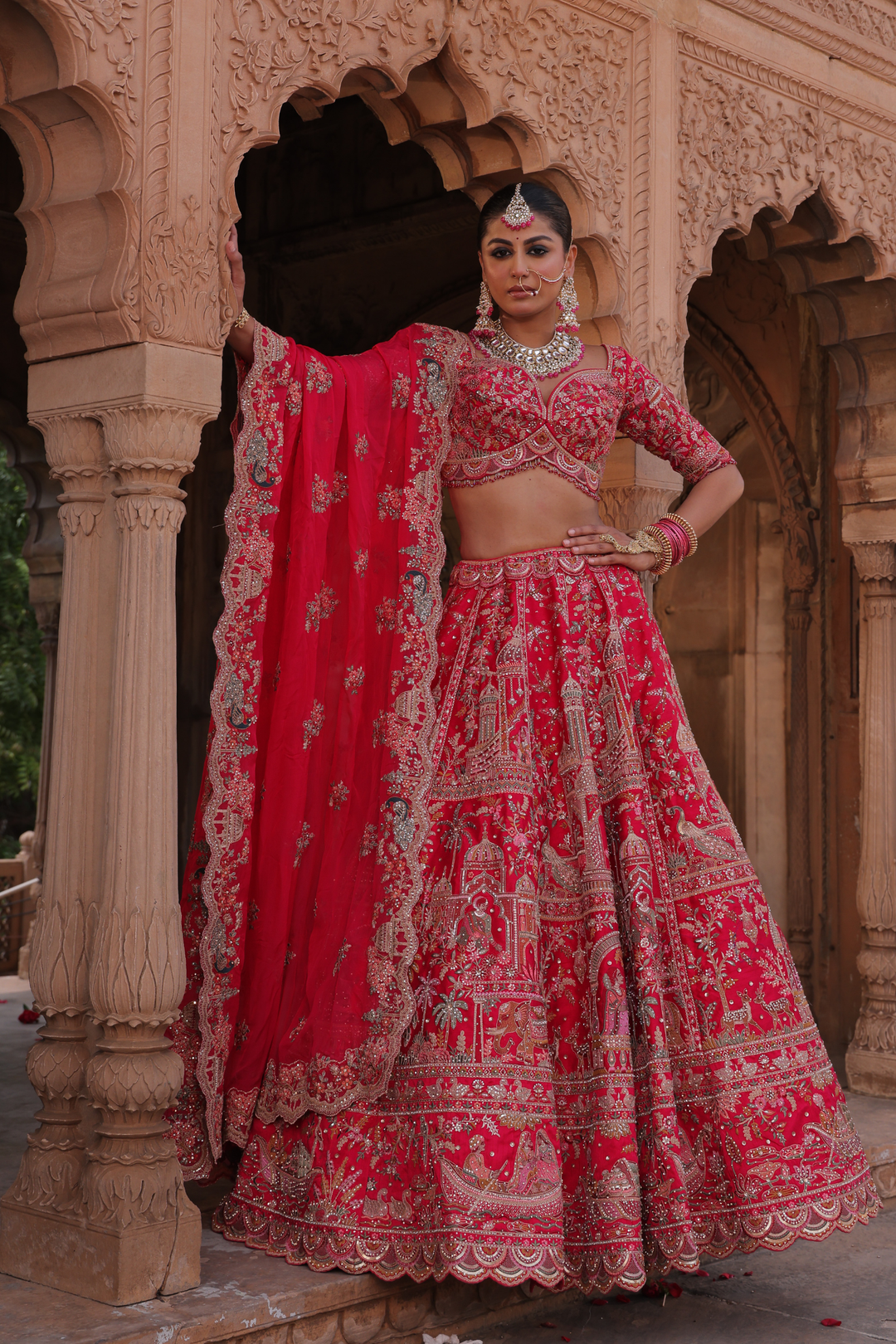 Designer Red Silk Lehenga 