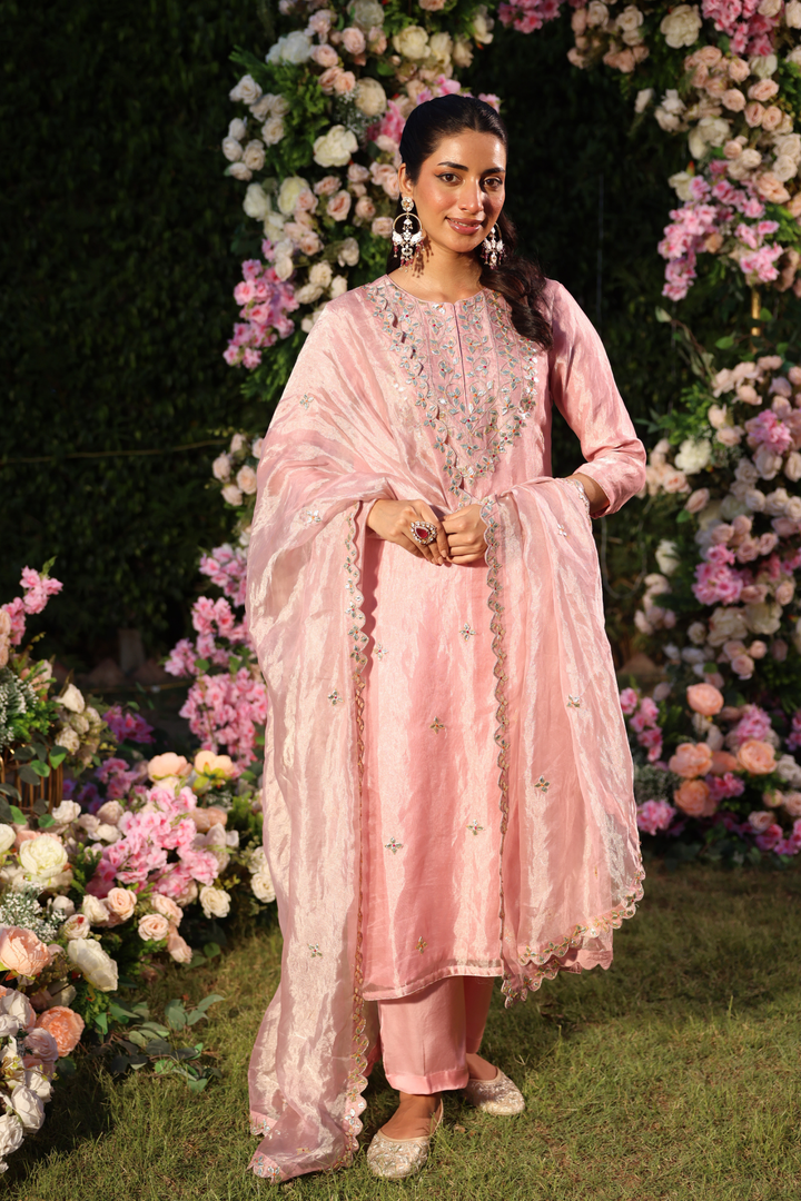 Tissue Suit Set with Gota, Gota Patti work.