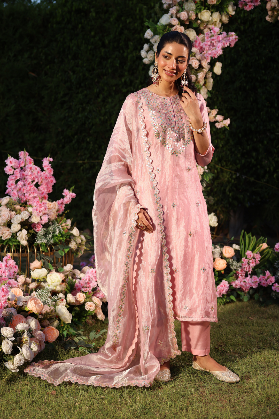 Tissue Suit Set with Gota, Gota Patti work.