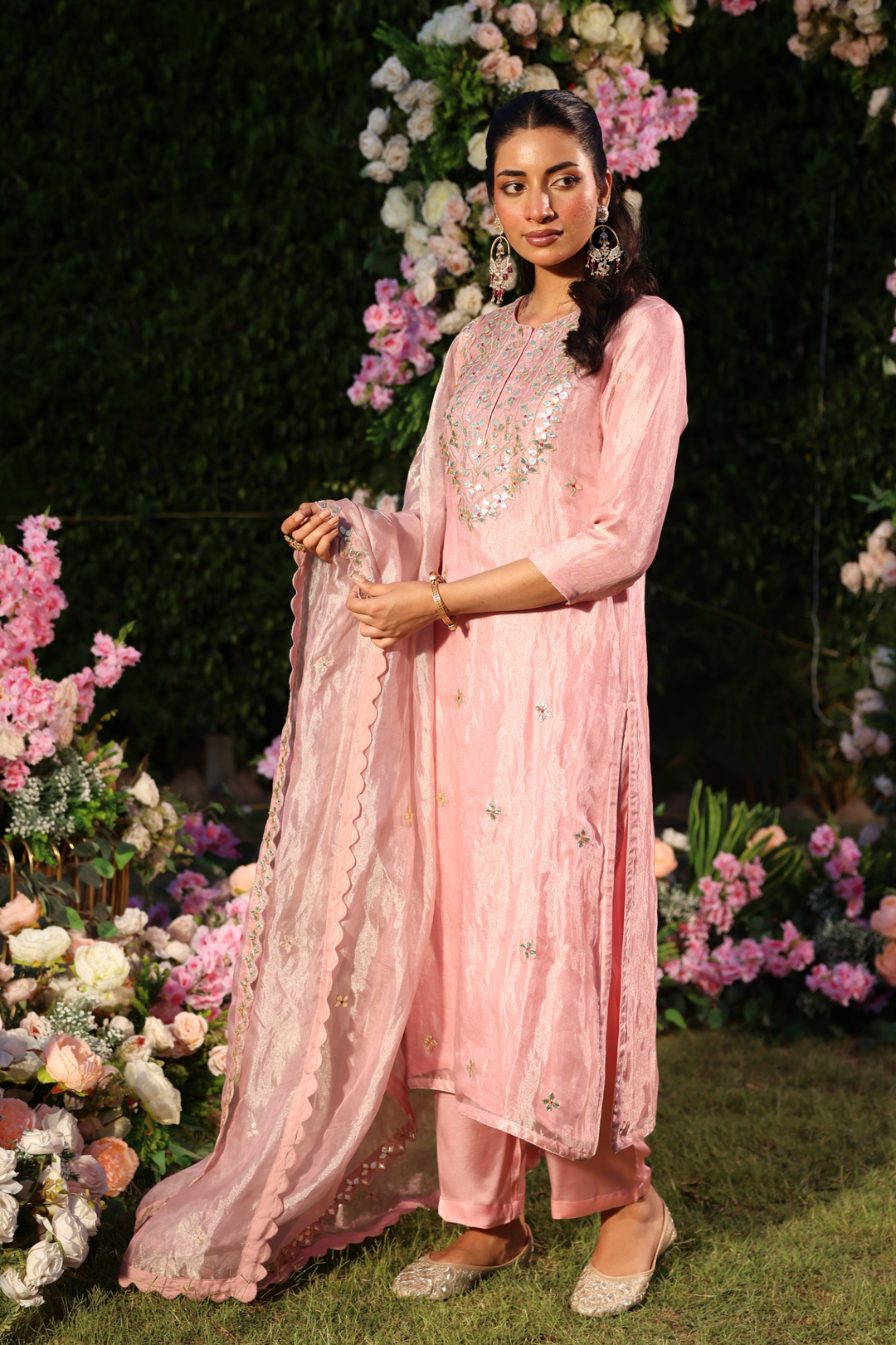 Tissue Suit Set with Gota, Gota Patti work.