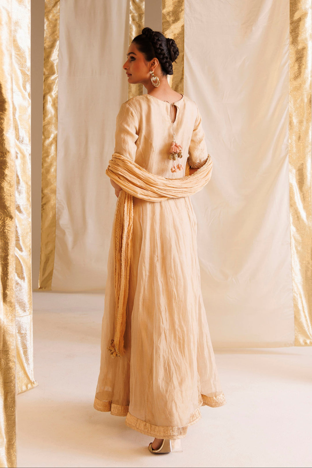 Tissue Anarkali Suit with Gota Patti, Thread and Zardozi work