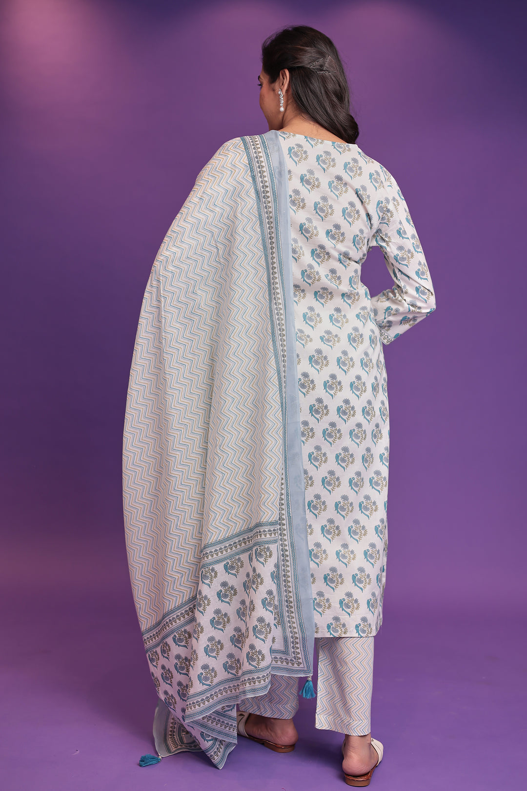 Printed Pure Cotton Kurta Set Stitched