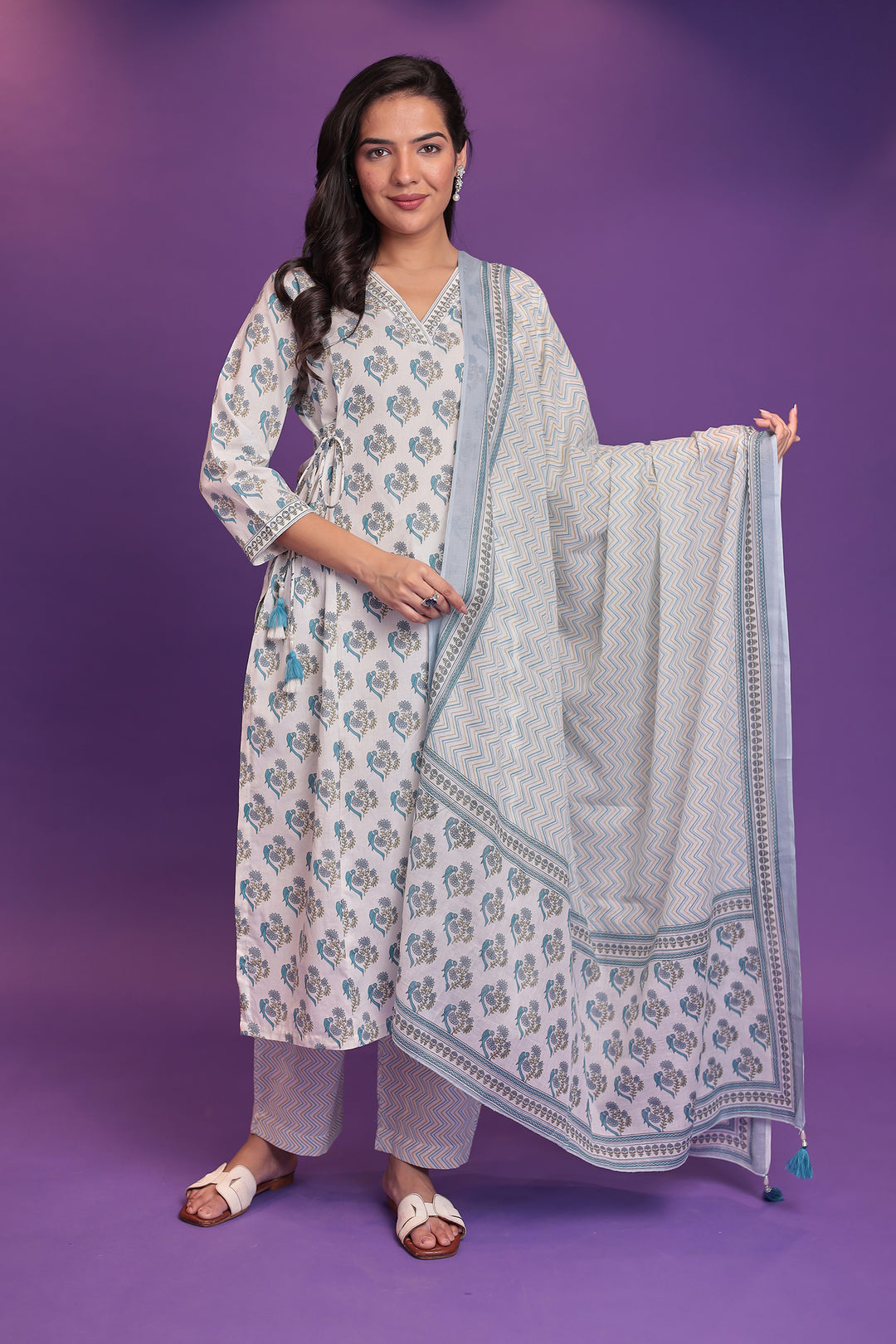 Printed Pure Cotton Kurta Set Stitched