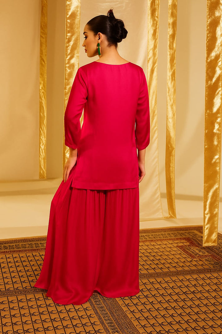 Satin Silk Indowestern with Dori and Sequins work