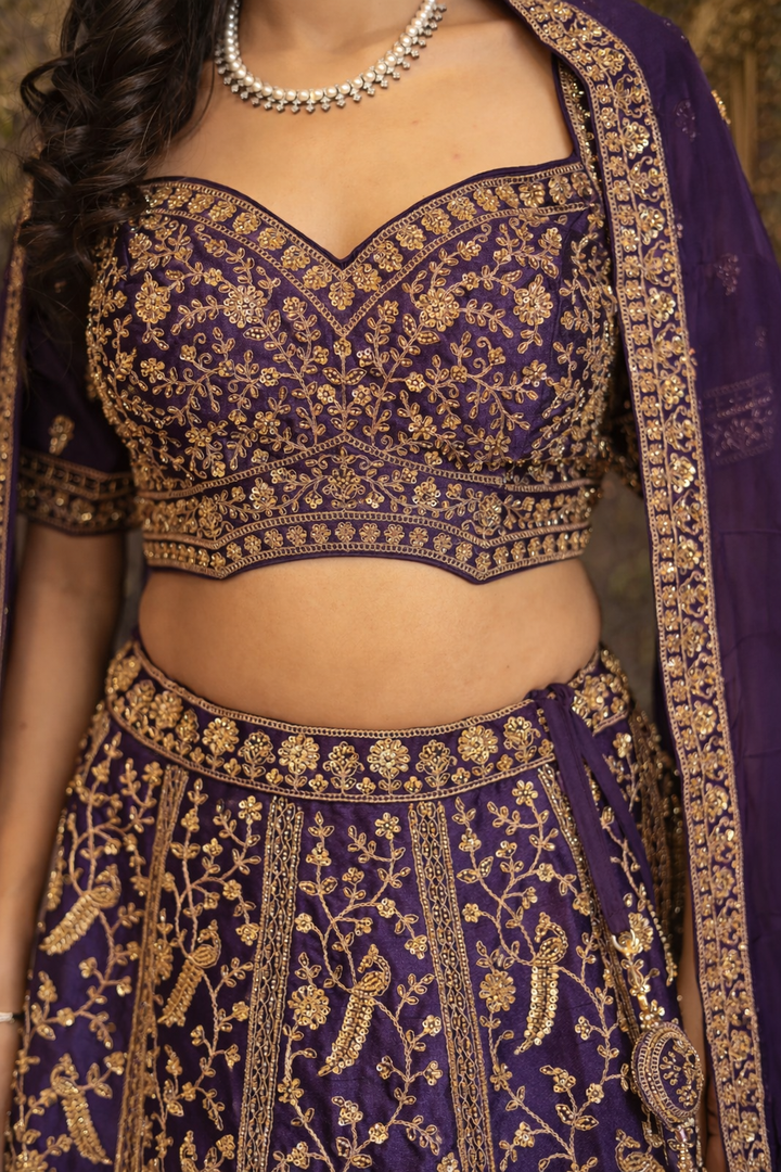 Silk Lehenga with Cutdana, Sequins work