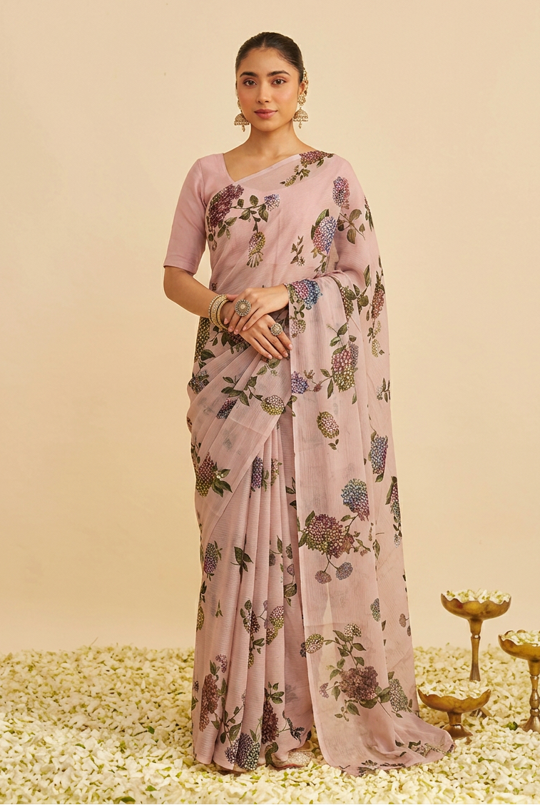 Printed chiffon Saree
