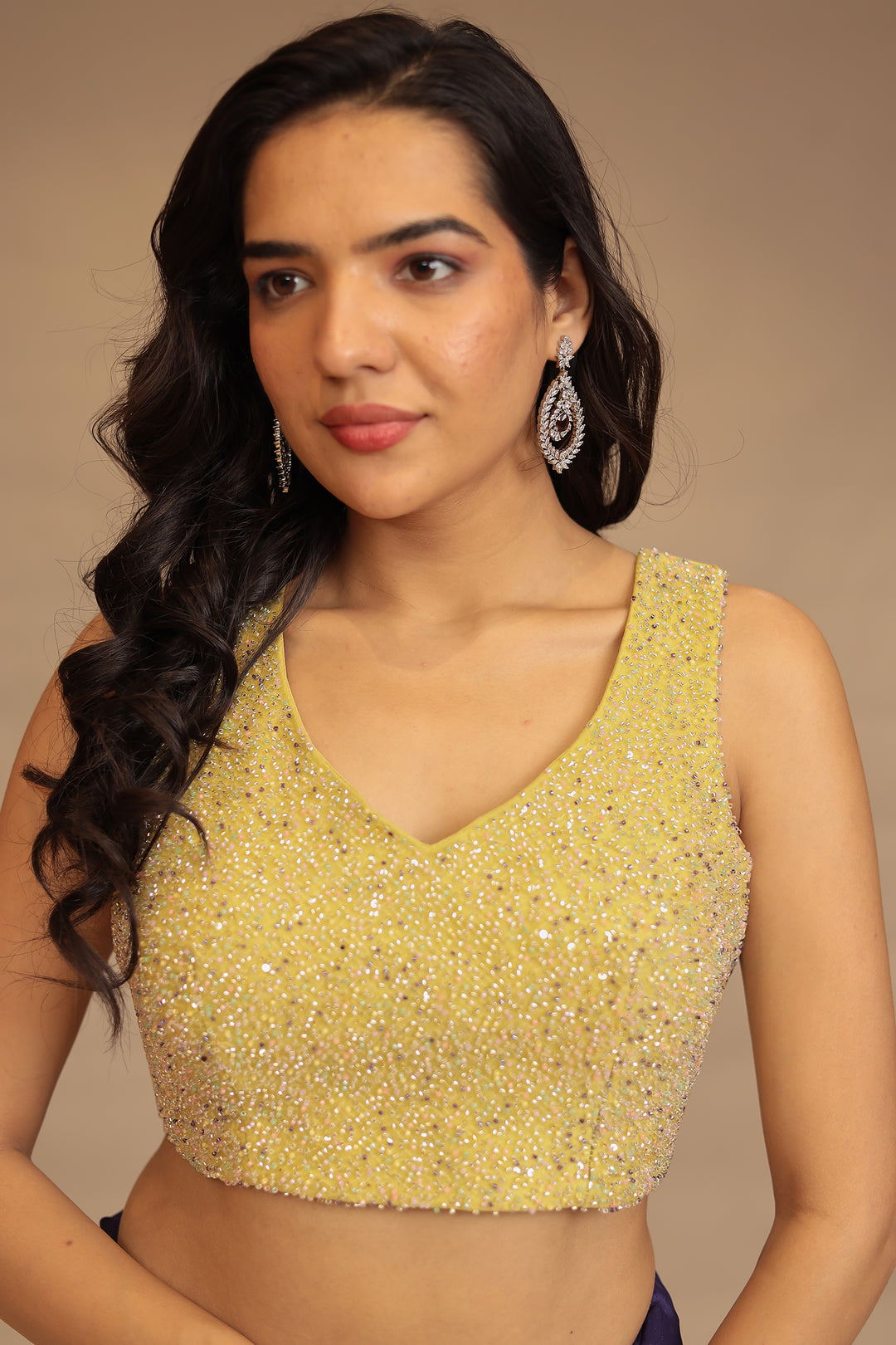 Chinon Saree with Cutdana, Sequins work
