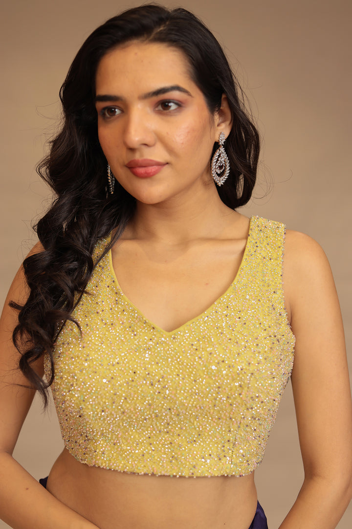 Chinon Saree with Cutdana, Sequins work