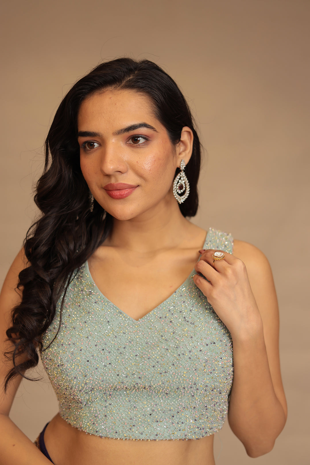 Chinon Saree with Cutdana, Sequins work