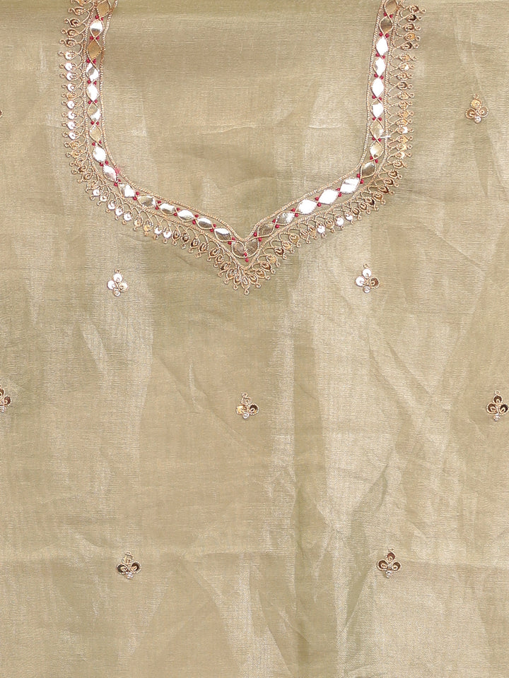 Tissue Saree with Dori, Gota Patti, Mirror, Pearl, Sequins, Zardozi work.