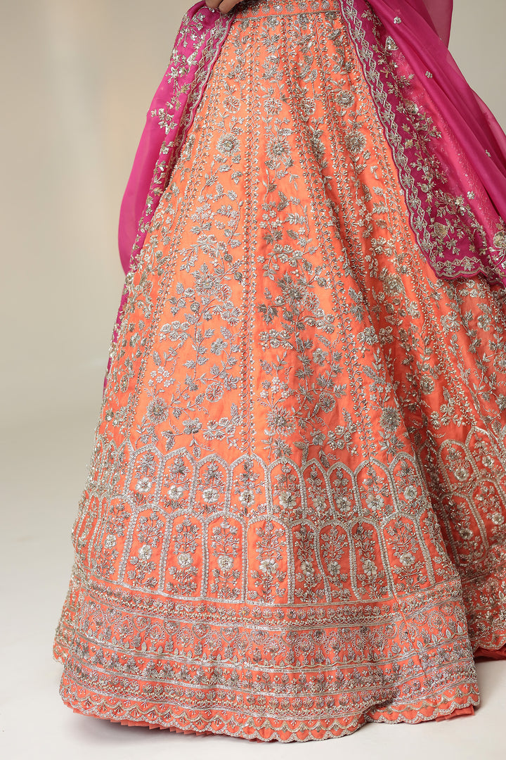 Net Organza Lehenga with Cutdana, Sequins, Zardozi Work