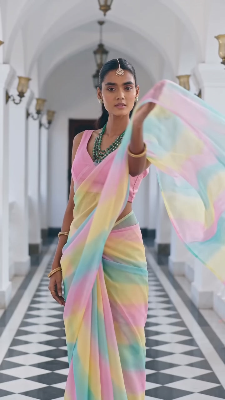 Pachranga Organza Leheriya Saree