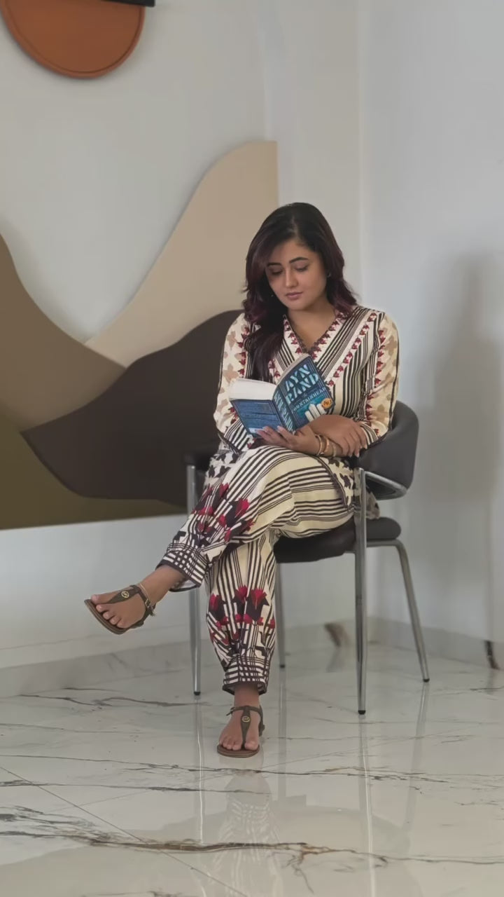 Printed Pure Cotton Kurta Set with Sequins work