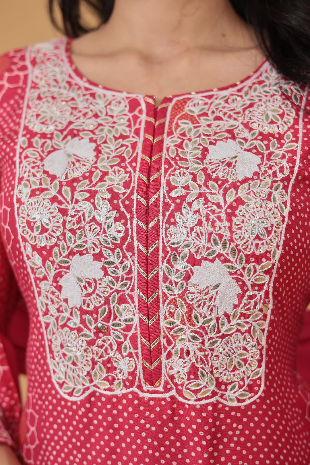 Printed Satin Silk Dhoti Suit with Embroidered work